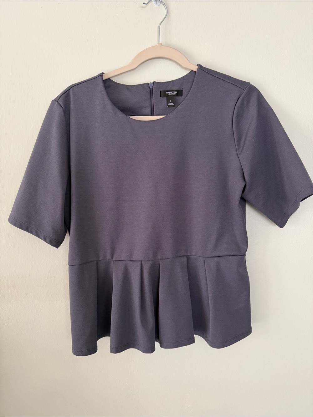 Simply Vera Vera Wang Peplum Short-Sleeve Top - Charcoal